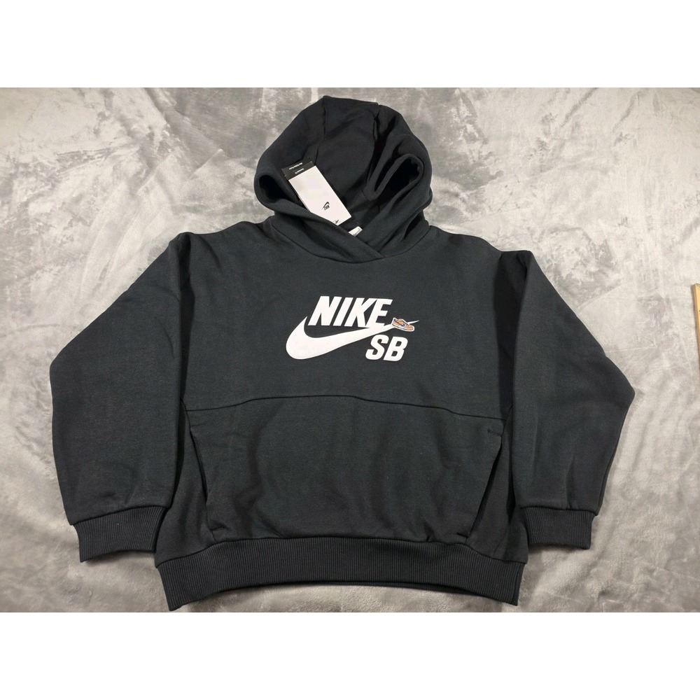 NWT Nike SB‎ Icon Dunk Oversized Black Pullover Fleece Hoodie Youth Medium